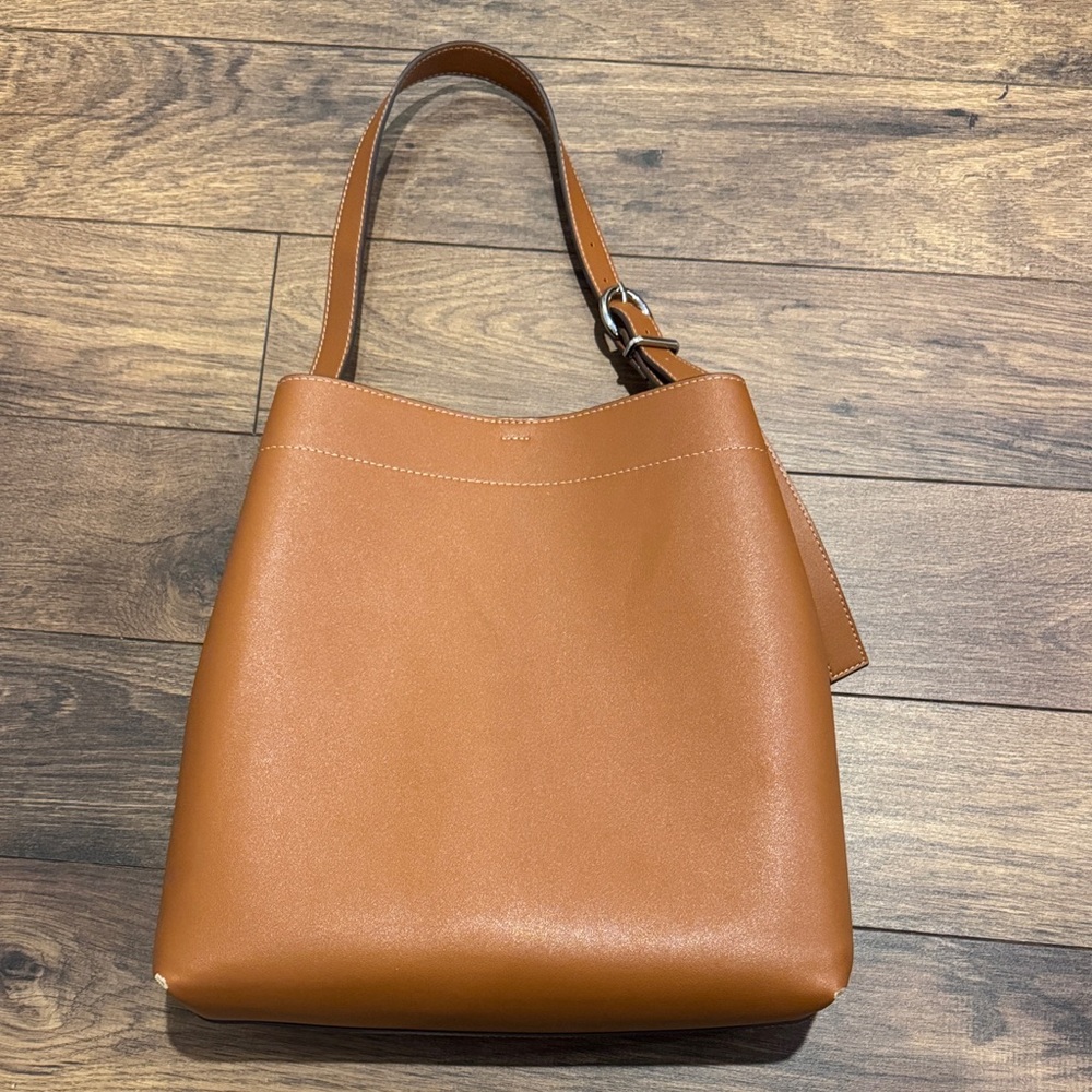 Mango Tan Leather Tote Bag